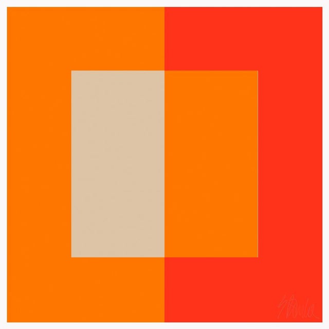 Two Toned Interactions, Orange Fine Art Print 24" X 24" by Liz Roache For Sale In Boston - Image 6 of 6