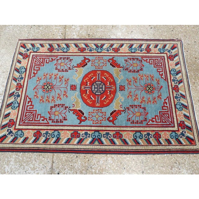 Galerie Shabab Collection Mid-20th Century East Turkestan Khotan Throw Rug For Sale - Image 4 of 8