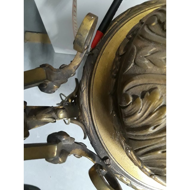 19th Century Brass Neoclassical Rams Head Cherubs Figural Urn Lamp & Shade For Sale - Image 12 of 13