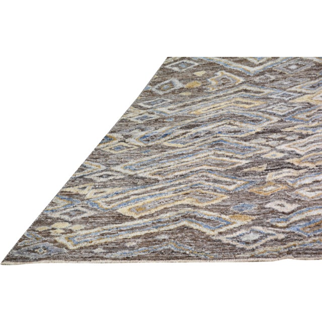 2010s Contemporary Moroccan Sheba Hand Knotted Wool Rug,8'1"X10'2" For Sale - Image 5 of 6