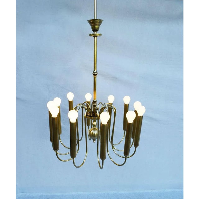 Metal Italian Brass Chandelier, 1940s For Sale - Image 7 of 9