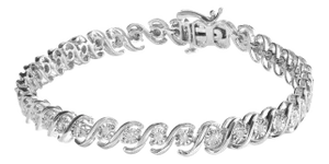 .925 Sterling Silver 1/4 Cttw Miracle Set Diamond and Beaded 7.25" Tennis Bracelet (I-J Color, I2-I3 Clarity)