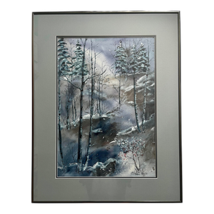 Vintage Itsu Arita Watercolor Painting Trees in the Forest Framed Signed Art