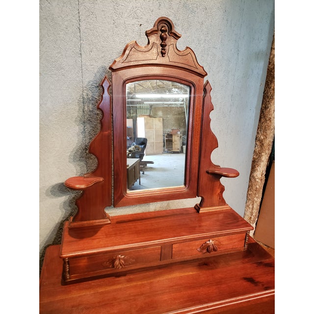 Late 19th Century Antique Renaissance Revival Walnut Dresser With Mirror For Sale - Image 6 of 9