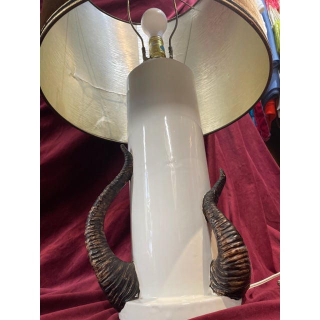 Mid-Century Regency Ceramic Horn Lamp For Sale In Miami - Image 6 of 8