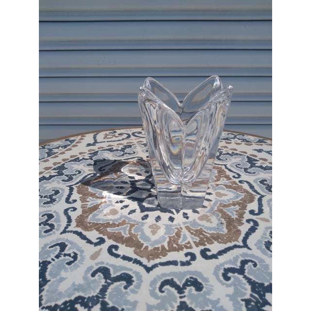 Late 20th Century Heavy Crystal Lotus Vase For Sale - Image 4 of 7