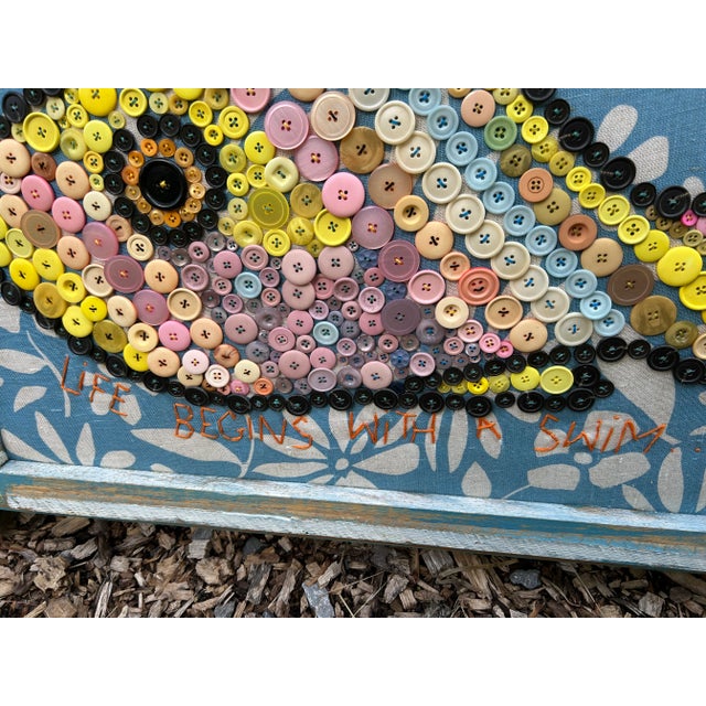 2000 - 2009 Mary Teeter Maine Self Taught Artist Button Art of Fish For Sale - Image 5 of 10