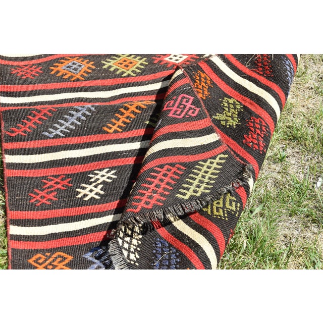 1980s Rustic Red Cecim Kilim Runner For Sale - Image 11 of 12