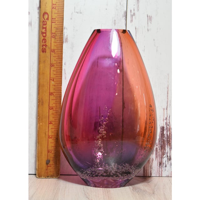 Red Red Multicolor Tear Drop Art Glass Vase Sea Foam by Buzz Blodgett For Sale - Image 8 of 14
