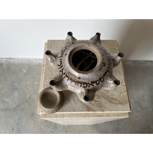 Mid-Century Modern Vintage Sculptural Pottery Oil Candle MenorahSOLD For Sale - Image 3 of 10