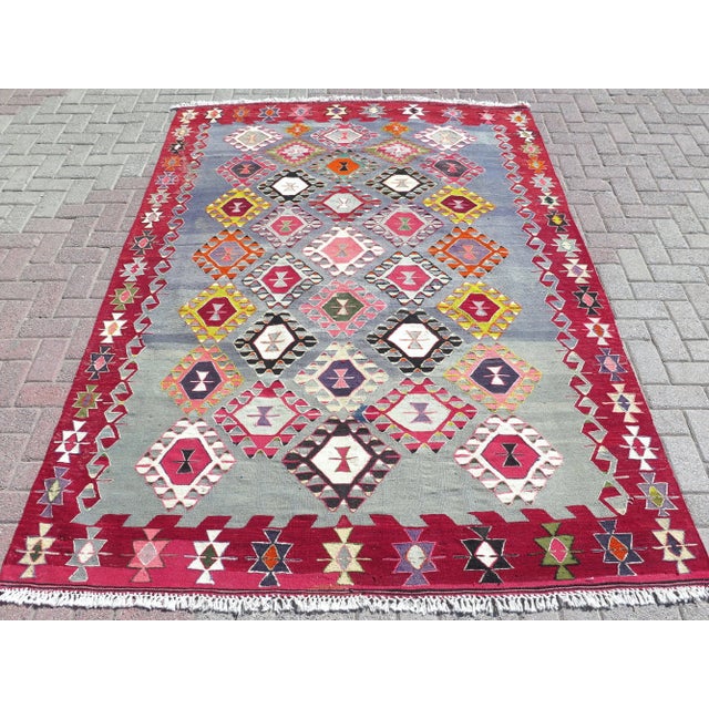 Vintage Turkish Handmade Aesthetic Area Boho Kilim Rugs For Sale - Image 11 of 11