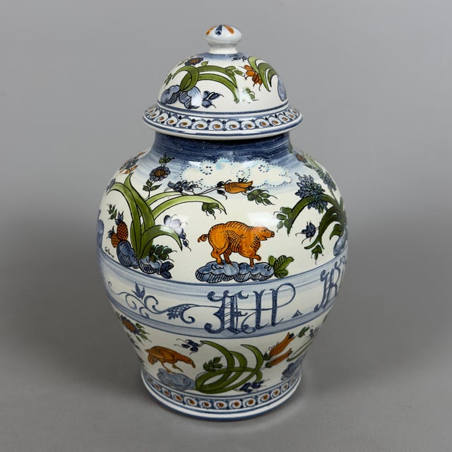 Vintage Majolica Pharmacy Potiche Vase, 1985 For Sale - Image 3 of 13