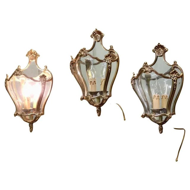 Louis XV French Wall Lights, 1950, Set of 3 For Sale - Image 9 of 10
