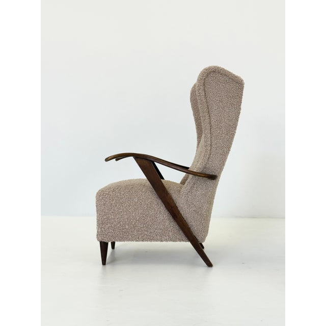Beige Vintage Lounge Chair in Beige Loop by Melchiorre Bega, 1950s For Sale - Image 8 of 12
