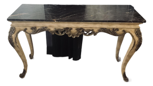 Vintage French Provincial Marble Top Console Table
