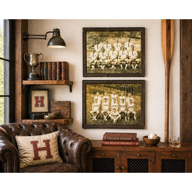 A striking and historically rich pair, these original Harvard University rowing crew photographs from 1923 and 1925...