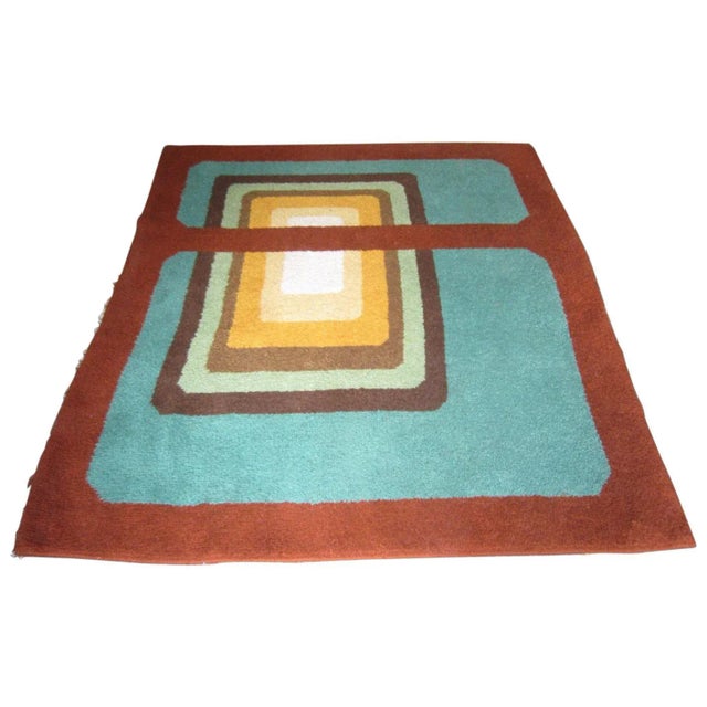 1950s Belgian Geometric Design Rug-5′8″ × 6′6″ For Sale - Image 13 of 13