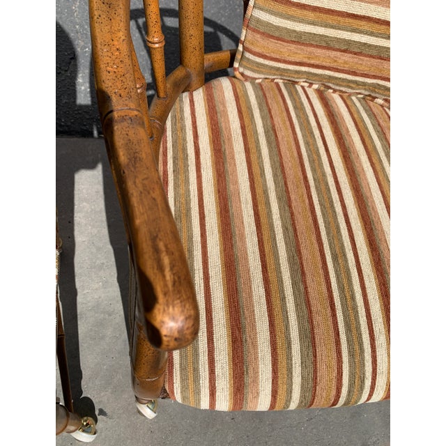 Brown 1960's Century Chair Co. Faux Bamboo Barrel Tub Chairs Set of 4 For Sale - Image 8 of 12