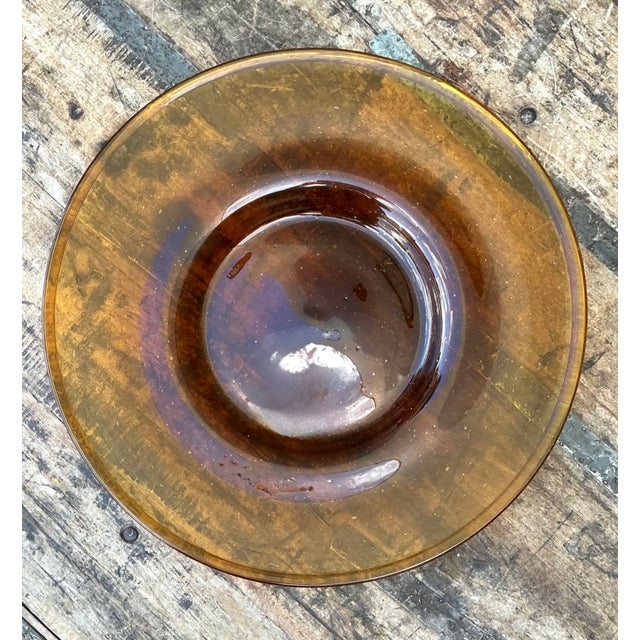 Vintage Amber Glass Serving Tray For Sale In West Palm - Image 6 of 12