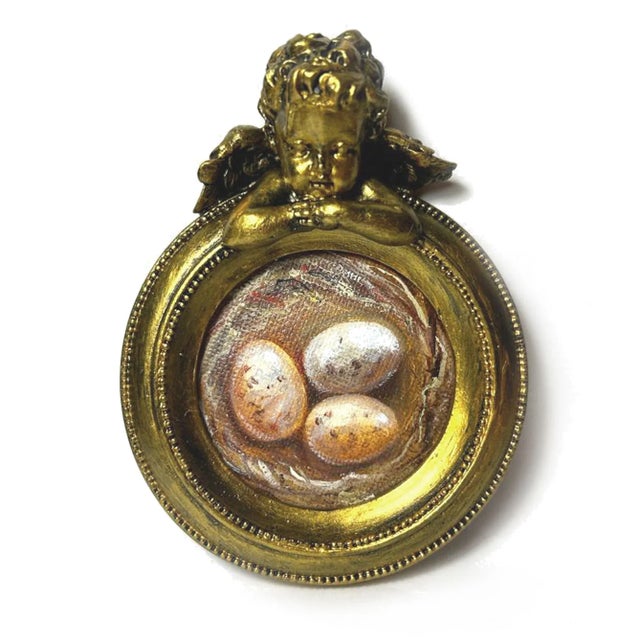 Framed Nest Original Painting Victorian Style Art Angel Decor by Valeriya Serova For Sale - Image 11 of 12