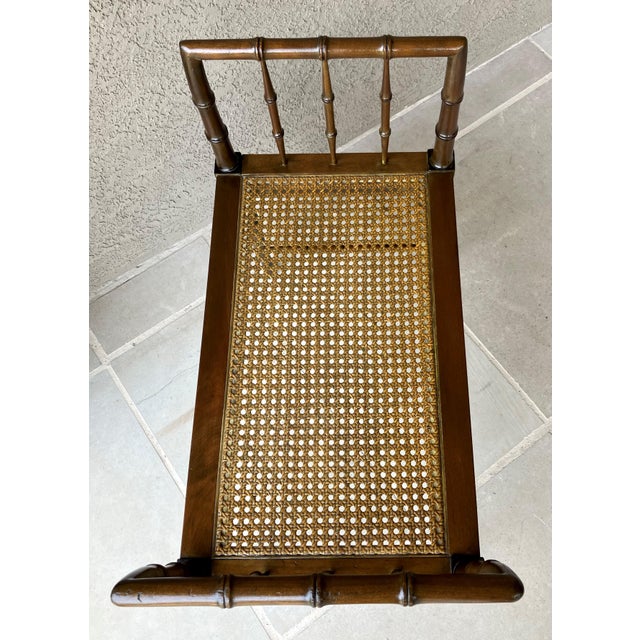 Baker Furniture Circa 1970 Diminutive Chinese Chippendale Faux Bamboo & Cane Window / Entryway Bench For Sale - Image 9 of 12
