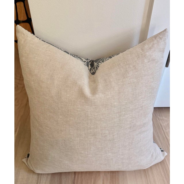 Blue & White Botanical Pillow With Down Insert – Coastal Designer Accent Pillow by Emily Daws 24x24 For Sale - Image 4 of 5