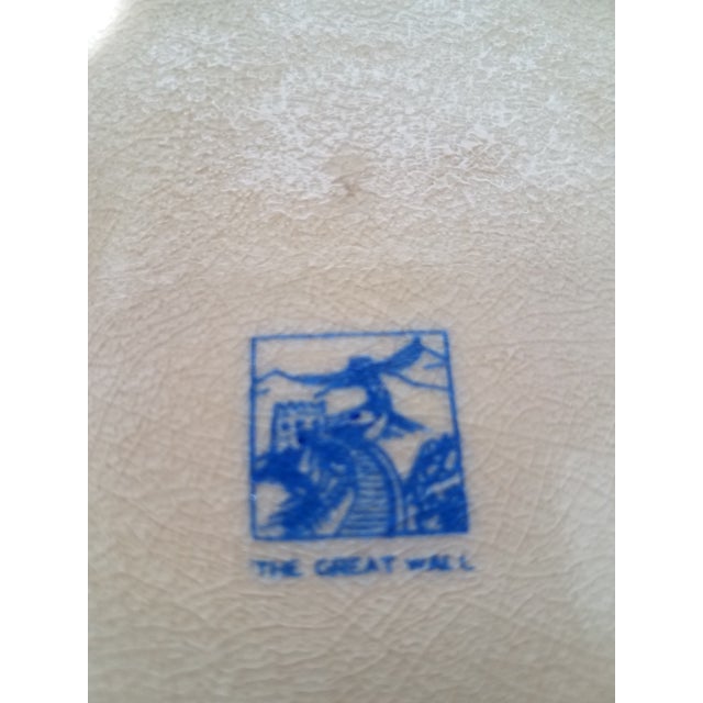 1960s "The Great Wall" Large Crackled Glazed Hand Painted Ceramic Vase For Sale - Image 4 of 5