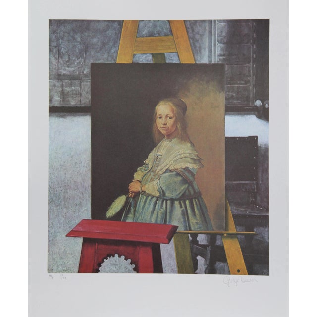 George Deem, a Dutch Portrait in Vermeer's Easel, Lithograph For Sale