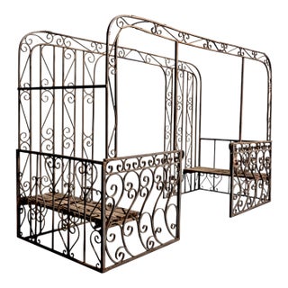 Mid-Century Mediterranean Custom Wrought Iron Garden Pergola 1965 For Sale