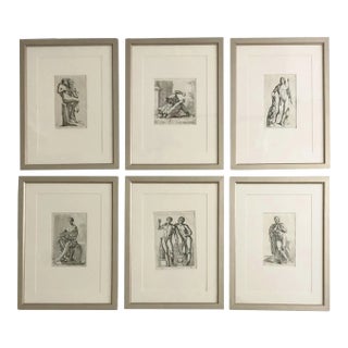Set of 6 Framed 17th C. Etchings by the French Artist Francois Perrier (1590–1650) For Sale