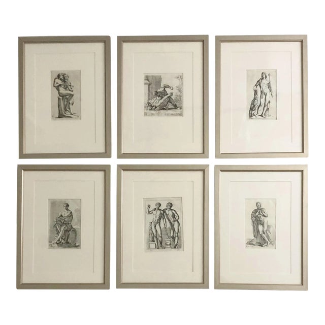 Set of 6 Framed 17th C. Etchings by the French Artist Francois Perrier (1590–1650) For Sale