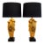 Pair of Sculptural Gold Leaf-Motif Table Lamps With Black Shades For Sale