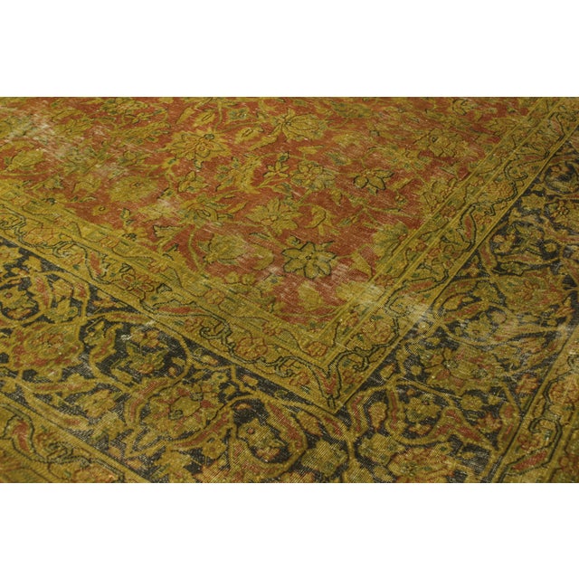Shabby Chic No Pile Persian Rust/Blue Wool Rug - 9'9'' X 12'8'' For Sale - Image 4 of 10