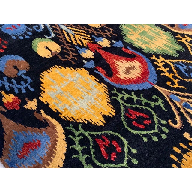 Multi Color Fine Hand Knotted Ikat Rug 7'11'' X 9'9'' For Sale In Washington DC - Image 6 of 10