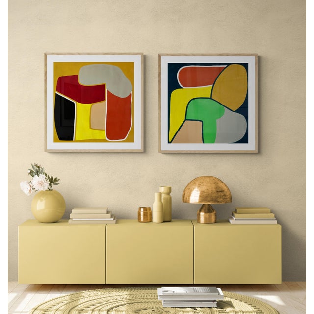 Mid-Century Modern Contemporary Mid-Century Style Modern Shapes Gouache Painting by Sarah Vaaler For Sale - Image 3 of 5