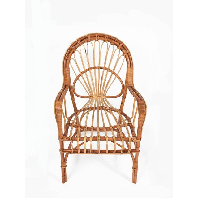Franco Albini Rattan and Bamboo Armchairs by Franco Albini, Italy, 1960s, Set of 2 For Sale - Image 4 of 11