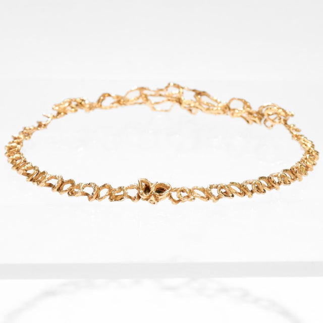 Signed Gueblin 18k Gold Brutalist Chain Link Choker Necklace For Sale - Image 9 of 12
