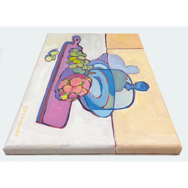 "Dragon Fruit and Grapes" Original Contemporary Expressionist Still Life Oil Painting For Sale - Image 4 of 8