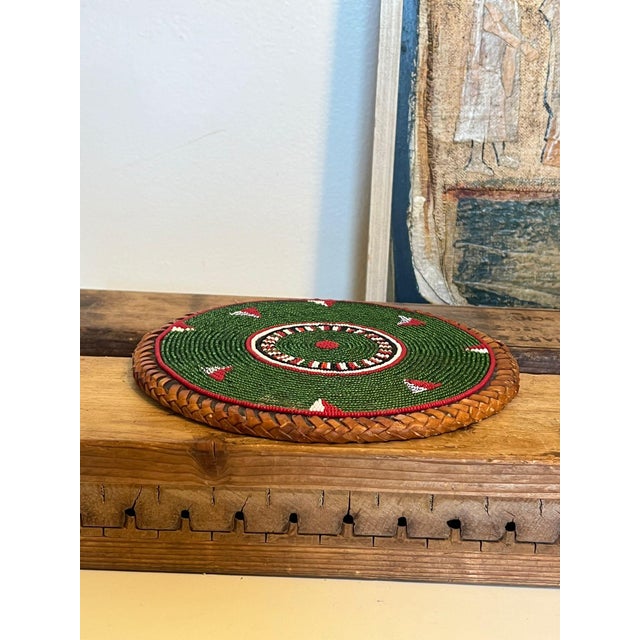 Mid-Century Modern Vintage Woven Beaded Placement Coaster Decor For Sale - Image 3 of 7