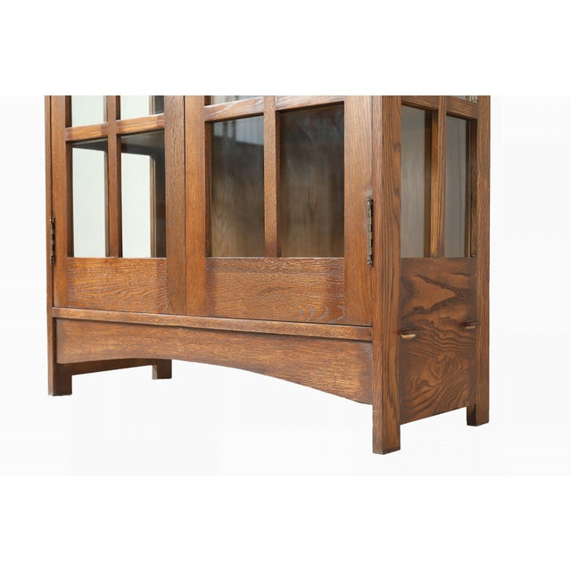Mission Oak Display China Cabinet / Bookcase - Walnut - 39"w For Sale - Image 4 of 9