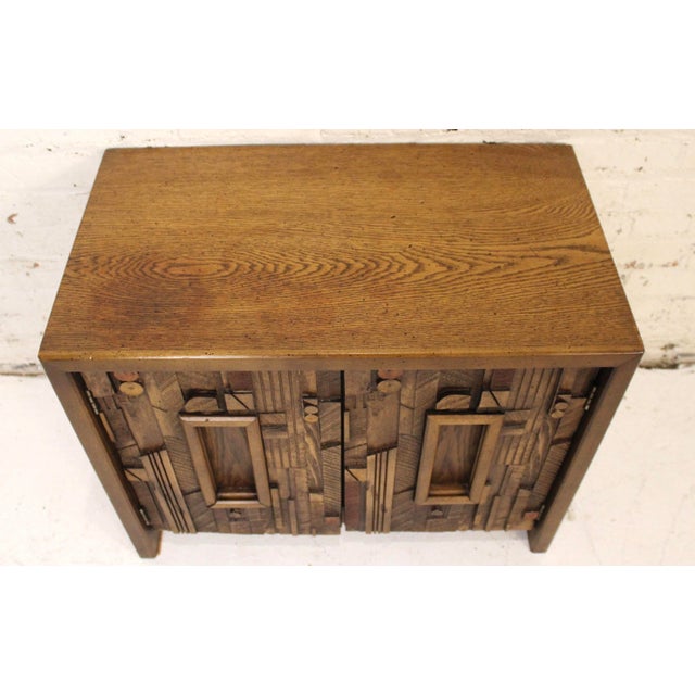 Wood Mid 20th Century Brutalist Inspired Nightstands From Lane Furniture's "Pueblo" Series, Pair, Attributed For Sale - Image 7 of 15
