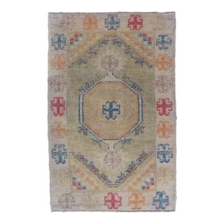 Reproduction Turkish Oushak Rug With Vibrant Multicolor Motifs For Sale