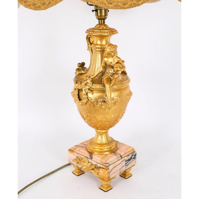 Antique Neoclassical Ormolu and Pink Marble Table Lamps, 20th Century, Set of 2 For Sale - Image 16 of 18