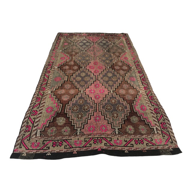 1960s Vintage Turkish Tribal Kilim Rug- 5′9″ × 10′2″ For Sale