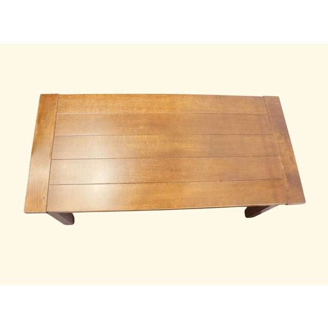 Brown Stickley Furniture Mission Collection Solid Quarter Sawn White Oak Plank Top 46" Accent Coffee Table 89-508 For Sale - Image 8 of 9