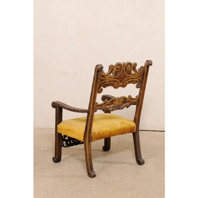18th Century Vintage Italian Period Baroque Armchair with Carved Details For Sale - Image 10 of 12