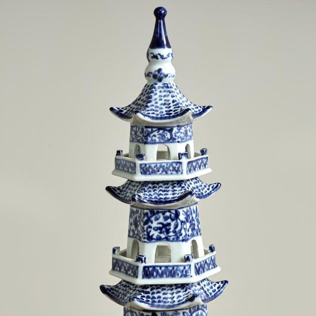 Blue and White Chinese Porcelain Pagoda Tower For Sale - Image 9 of 9