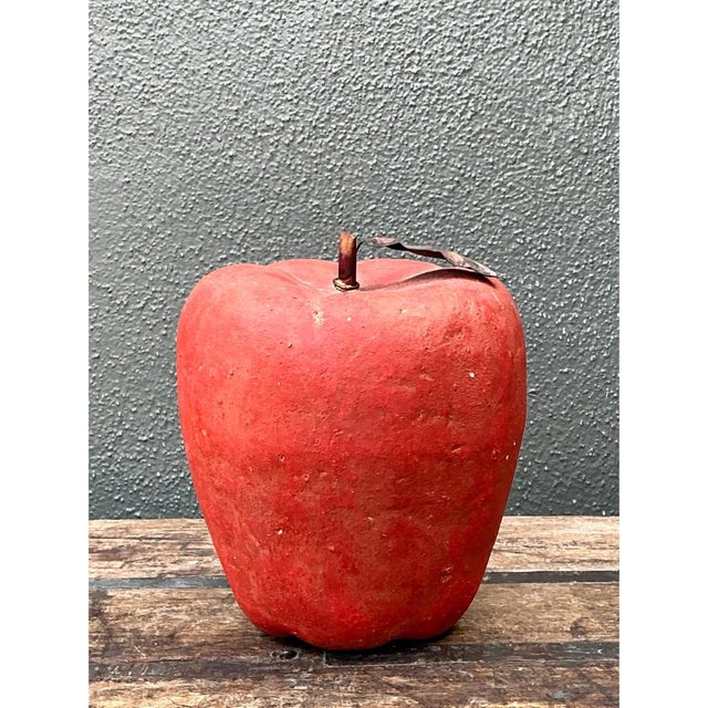 Mid-Century Modern Vintage Monumental Red Painted Plaster Apple For Sale - Image 3 of 12
