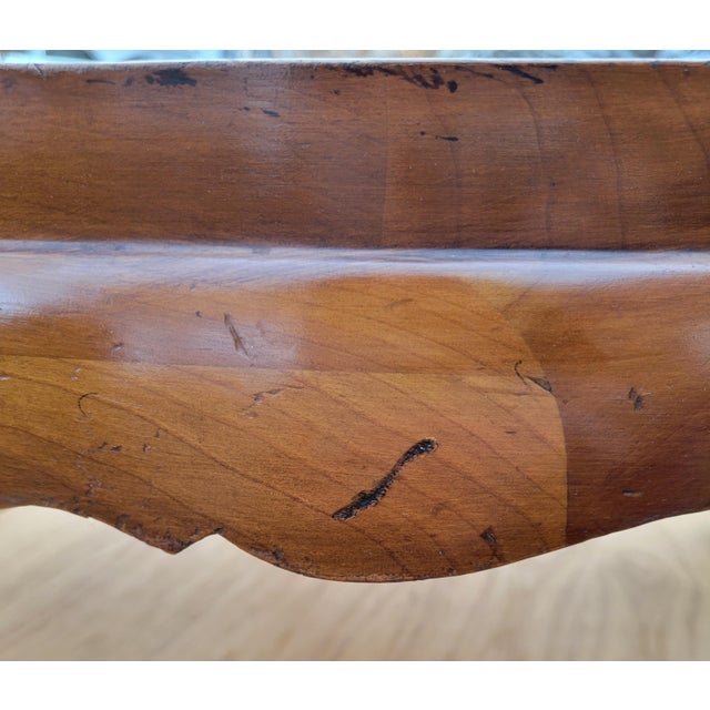 Dark Pink 1954 Round Fruitwood Coffee Table With Inset Pink Italian Marble Top For Sale - Image 8 of 10