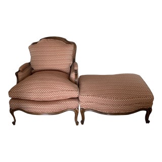 Robert Allen Bergere Club Chair and Ottoman For Sale